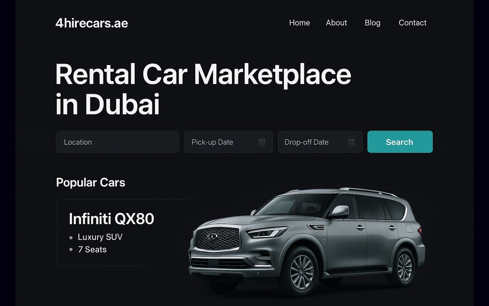 4hirecars UI — Desktop View